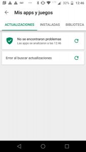 Error al buscar actualizaciones