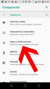 Seleccionar Apps y notificaciones