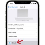 Ubicación de iCloud en la parte de configuración